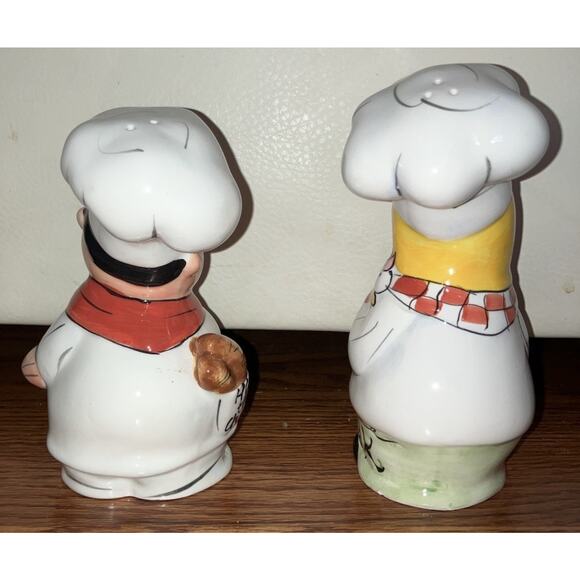 Vintage JIC Ceramic Hand Painted Chef Collection Salt & Pepper Shakers. Unused! - Picture 2 of 8